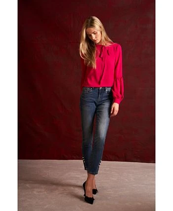 CeCe Women's Solid Long Sleeve Tie-Neck Puff-Sleeve Blouse 5 CeCe Women's Solid Long Sleeve Tie-Neck Puff-Sleeve Blouse - Image 5