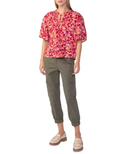 Sanctuary Women's Floral Cotton Flutter-Sleeve Top -Anne Klein Sales Store 22729673 fpx