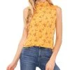 CeCe Women's Mock Neck Sleeveless Blossom Top