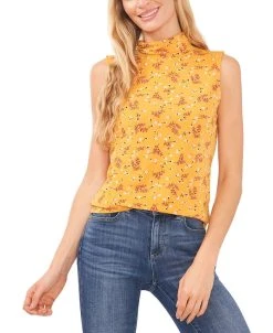 CeCe Women's Mock Neck Sleeveless Blossom Top