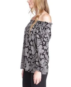 Michael Kors Women's Paisley Off-The-Shoulder Top -Anne Klein Sales Store 22732683 fpx