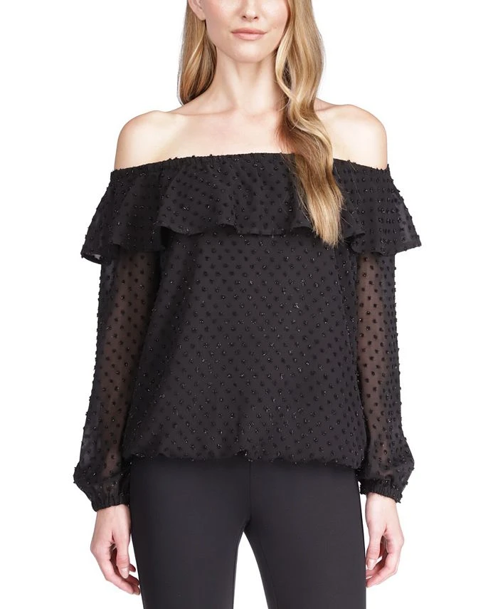 Michael Kors Women's Clip-Dot Off-The-Shoulder Top, Regular & Petite 1 Michael Kors Women's Clip-Dot Off-The-Shoulder Top, Regular & Petite