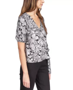 Michael Kors Women's Metallic Paisley Wrap Top -Anne Klein Sales Store 22732724 fpx