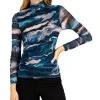 Anne Klein Women's Printed Mesh-Sleeve Mock-Neck Top