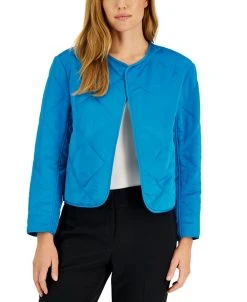 Anne Klein Women's Diamond-Quilted Collarless Jacket