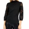 Anne Klein Women's Mixed-Media Lace-Sleeve Top