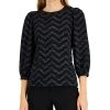 Anne Klein Women's Chevron-Texture Balloon-Sleeve Top