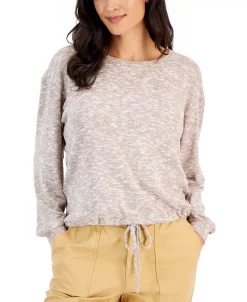 Style & Co Women's Cozy Cinch-Waist Scoop-Neck Top, Created For Macy's