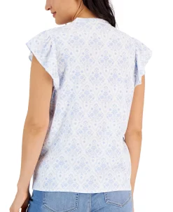 Style & Co Women's Crinkle Gauze Ruffled Sleeve Top, Created For Macy's -Anne Klein Sales Store 22738006 fpx