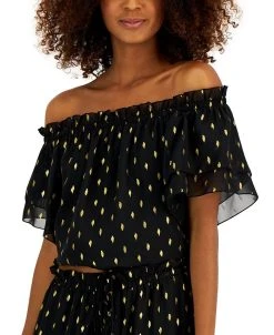 INC International Concepts Women's Foil-Print Top, Created For Macy's