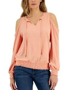 INC International Concepts Women's Cold-Shoulder Knit Top, Created For Macy's