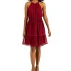 INC International Concepts Women's Clip-Dot Tiered Halter Mini Dress, Created For Macy's