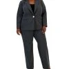 Kasper Plus Size One-Button Notched-Collar Jacket & Pull-On Pants