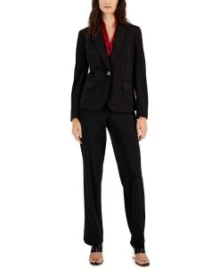 Kasper Women's One-Button Blazer, Tie-Front Blouse, & Pull-On Pants