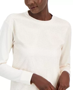 Anne Klein Women's Long-Sleeve Faux-Leather Top -Anne Klein Sales Store 22767106 fpx