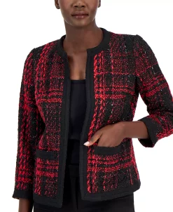 Anne Klein Women's Metallic-Tweed Open-Front Jacket 6 Anne Klein Women's Metallic-Tweed Open-Front Jacket -Anne Klein Sales Store 22767654 fpx