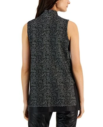 Anne Klein Women's Jacquard Faux-Leather-Trim Tunic 2 Anne Klein Women's Jacquard Faux-Leather-Trim Tunic - Image 2