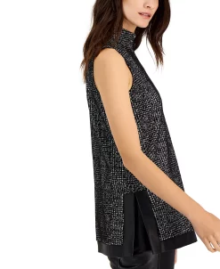 Anne Klein Women's Jacquard Faux-Leather-Trim Tunic 6 Anne Klein Women's Jacquard Faux-Leather-Trim Tunic -Anne Klein Sales Store 22767989 fpx