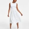Charter Club Women's Cotton Sleeveless Eyelet Midi Dress, Created For Macy's