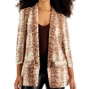 Bar III Women's Python-Print Knit Shawl-Collar Boyfriend Blazer, Created For Macy's