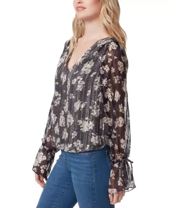 Jessica Simpson Women's Aurora Floral-Print Sheer-Back Top -Anne Klein Sales Store 22777570 fpx