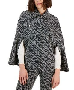 Anne Klein Women's Jacquard-Knit Cape-Sleeve Jacket