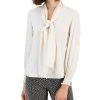 Anne Klein Women's Smocked-Cuff Tie-Neck Blouse