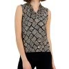 Anne Klein Women's Printed Gathered V-Neck Sleeveless Top