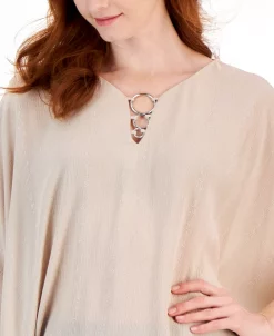 JM Collection Women's Lurex O-Ring Poncho, Created For Macy's -Anne Klein Sales Store 22779096 fpx