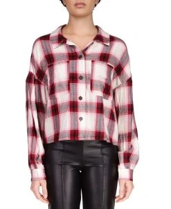 Sanctuary Plaid Flannel Button Down Top