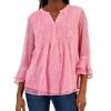 Charter Club Women's Printed Split-Neck Top, Created For Macy's