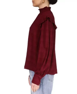 Sanctuary Mock Neck Ruffle Shoulder Blouse -Anne Klein Sales Store 22782316 fpx