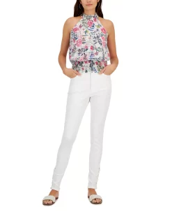 INC International Concepts Women's Printed Smocked Blouse, Created For Macy's -Anne Klein Sales Store 22783394 fpx