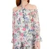 INC International Concepts Women's Floral Print Cold-Shoulder Blouse, Created For Macy's