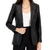 INC International Concepts Women's Faux Leather Single-Breasted Blazer, Created For Macy's