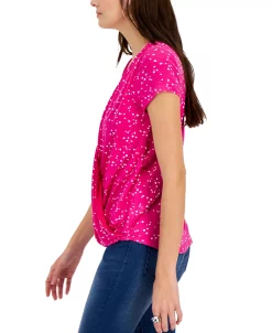 INC International Concepts Women's Printed Draped Surplice Top, Created For Macy's 7 INC International Concepts Women's Printed Draped Surplice Top, Created For Macy's -Anne Klein Sales Store 22783877 fpx