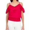 INC International Concepts Women's Ruffled Cold-Shoulder Top, Created For Macy's