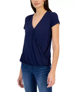 INC International Concepts Women's Draped Surplice Top, Created For Macy's -Anne Klein Sales Store 22783887 fpx