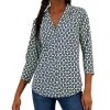 Charter Club Women's Printed 3/4-Sleeve V-Neck Top, Created For Macy's