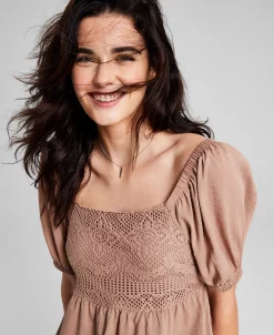 And Now This Women's Square-Neck Crochet Mini Dress 5 And Now This Women's Square-Neck Crochet Mini Dress -Anne Klein Sales Store 22793219 fpx