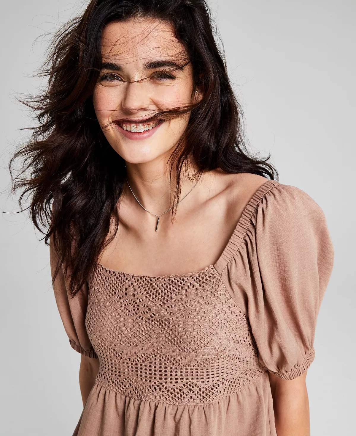 And Now This Women's Square-Neck Crochet Mini Dress 3 And Now This Women's Square-Neck Crochet Mini Dress - Image 3