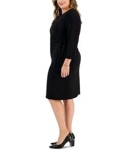 Kasper Plus Size Anise Faux-Wrap 3/4-Sleeve Dress -Anne Klein Sales Store 22794450 fpx