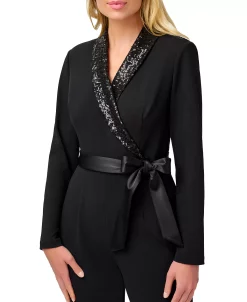 Adrianna Papell Women's Sequined-Collar Tuxedo Jumpsuit -Anne Klein Sales Store 22801036 fpx