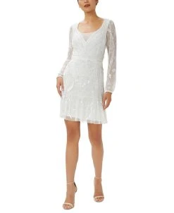 Adrianna Papell Women's Beaded Sequined-Mesh Dress