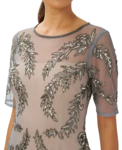 Papell Studio Women's Beaded-Mesh Short-Sleeve Gown 6 Papell Studio Women's Beaded-Mesh Short-Sleeve Gown -Anne Klein Sales Store 22801486 fpx