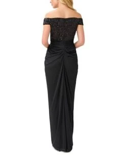 Papell Studio Women's Off-the-Shoulder Sequined Gown 5 Papell Studio Women's Off-the-Shoulder Sequined Gown -Anne Klein Sales Store 22801512 fpx