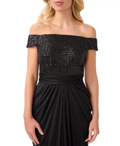 Papell Studio Women's Off-the-Shoulder Sequined Gown 6 Papell Studio Women's Off-the-Shoulder Sequined Gown -Anne Klein Sales Store 22801513 fpx