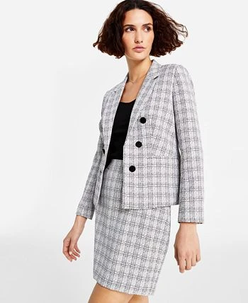 Bar III Women's Tweed Faux Double-Breasted Blazer, Created For Macy's 3 Bar III Women's Tweed Faux Double-Breasted Blazer, Created For Macy's - Image 3