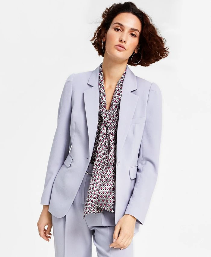 Bar III Women's Textured Crepe Single-Button Blazer, Created For Macy's 1 Bar III Women's Textured Crepe Single-Button Blazer, Created For Macy's