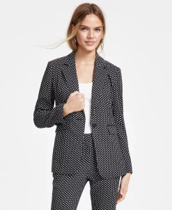 Bar III Women's Patterned Jacquard One-Button Blazer, Created For Macy's 6 Bar III Women's Patterned Jacquard One-Button Blazer, Created For Macy's -Anne Klein Sales Store 22803235 fpx